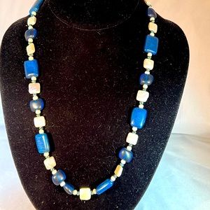 Lapis and Freshwater Cultured Pearls with Accent Beads. 23” Long.